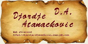 Đorđe Atanacković vizit kartica